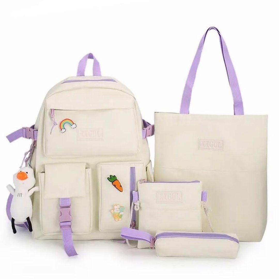 4pcs Travel Canvas Large Capacity Laptop Bag