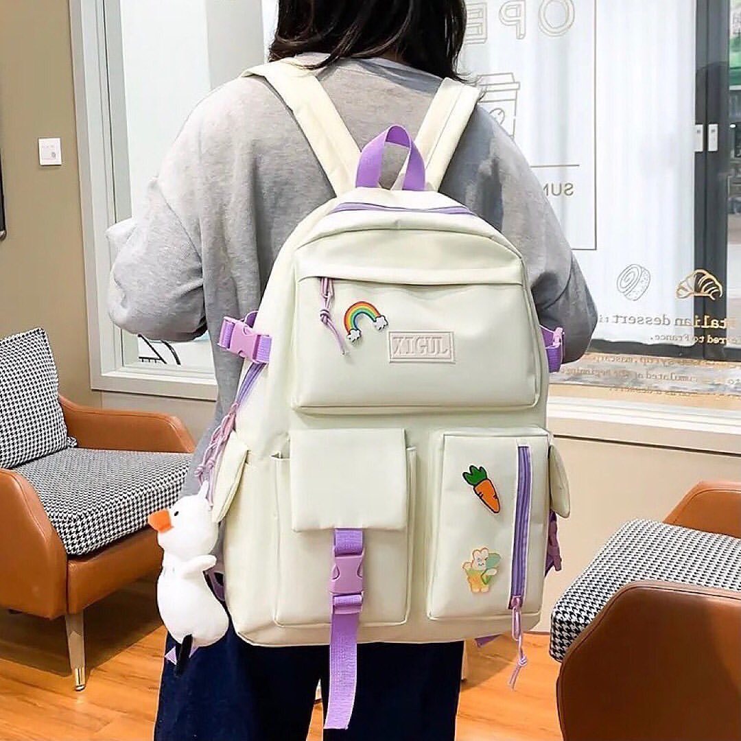 4pcs Travel Canvas Large Capacity Laptop Bag