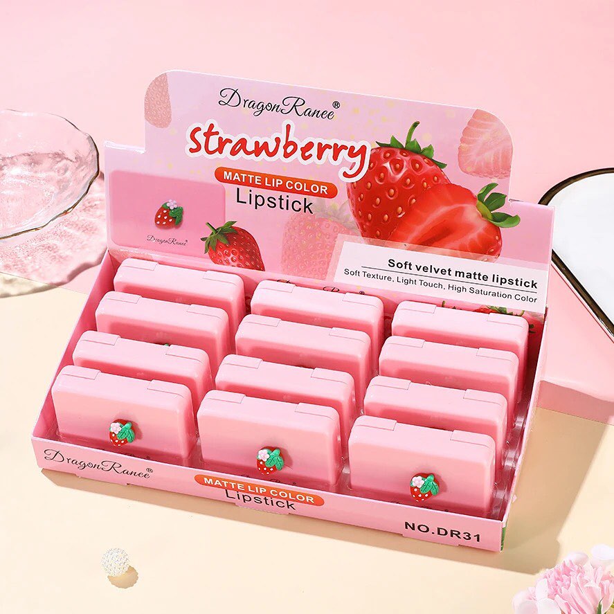 Dragon Ranee - Strawberry Matte Velvet Lip Gloss Set of 5