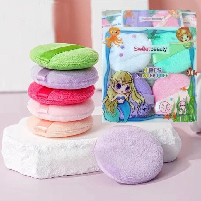 Sweet Beauty - Round Facial Powder Puff Set of 4