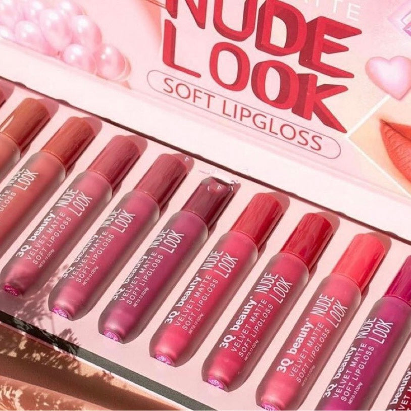 3Q Beauty - Nude Look Velvet Matte Lip Gloss Set of 12