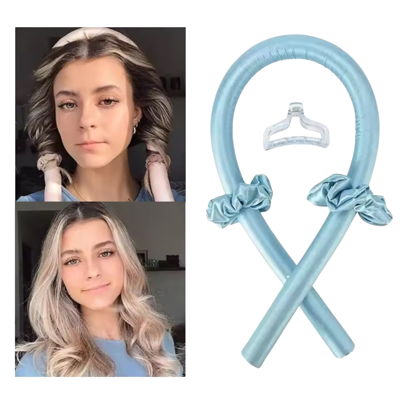 Satin Silk Heatless Hair Curler with Scrunchies