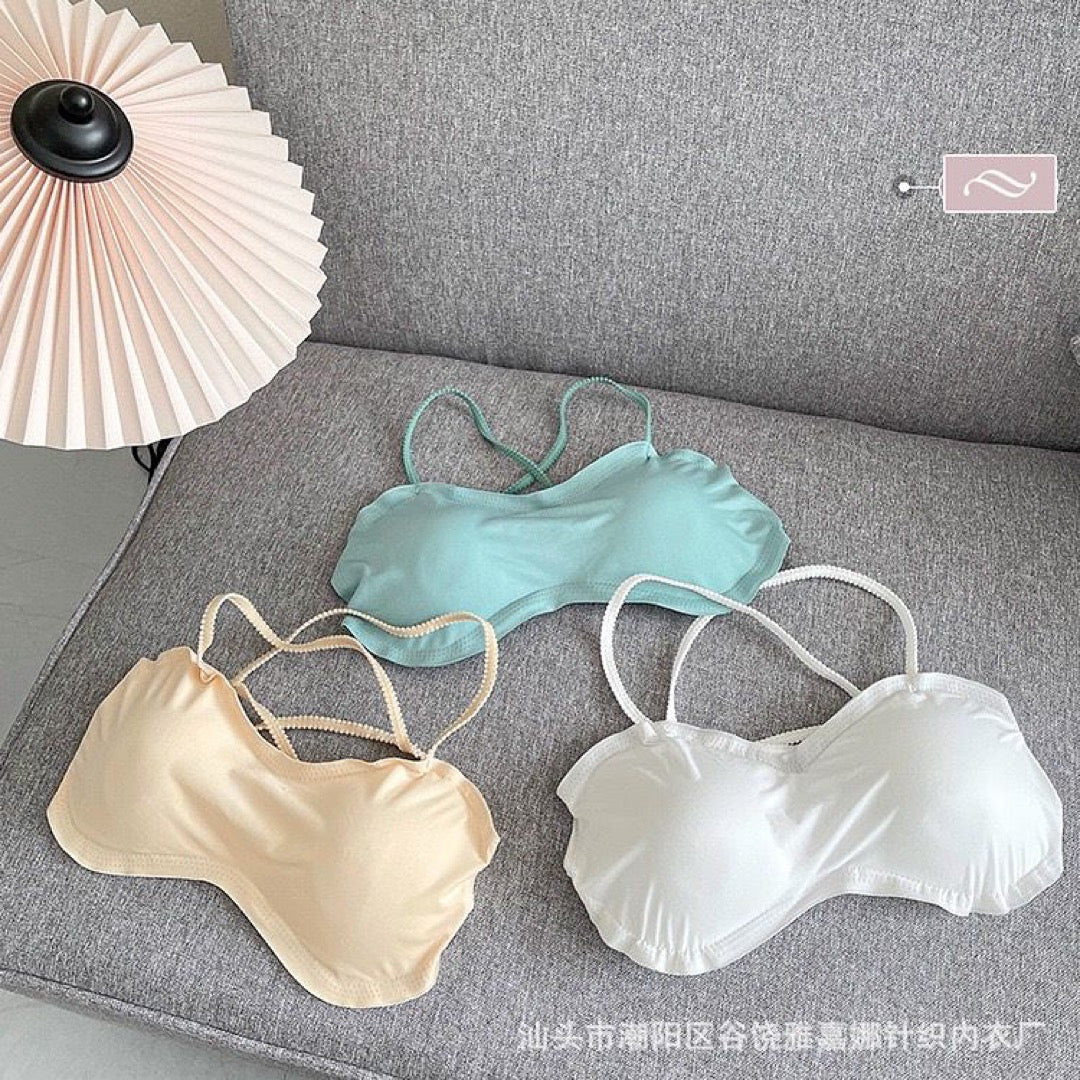 Cross Sexy Bare Back Tube Top Underwear Seamless Push up with Pads