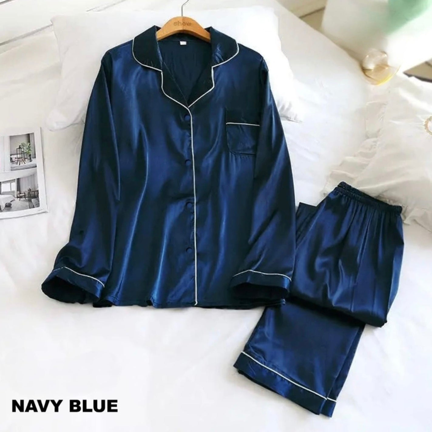 Silk Pijama Sets Sleepwear Long-Sleeve Ice Silk Night Suit