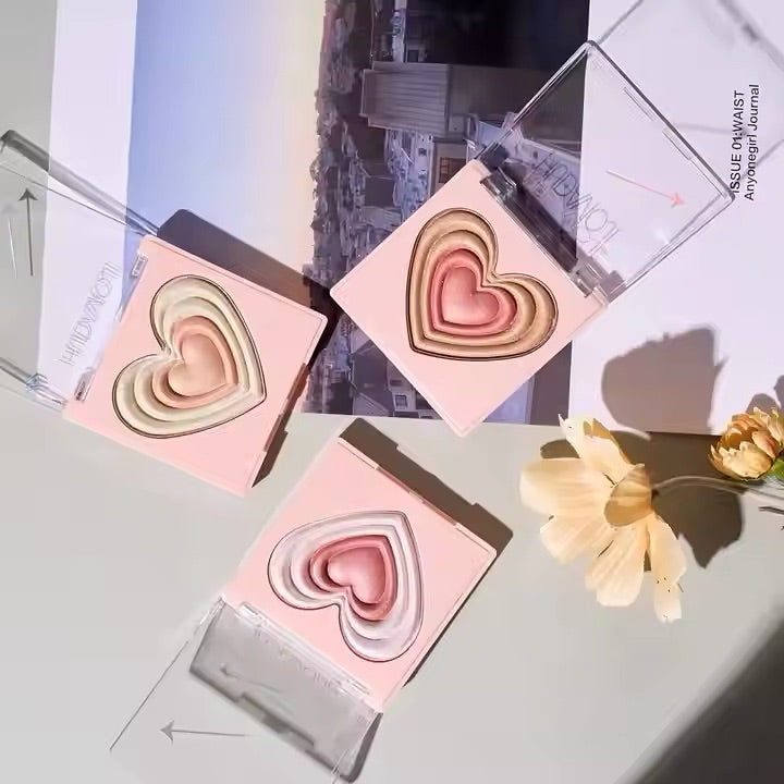 New Heart Highlighter Illuminator Face Contour & Bronzer Highlighter Kit