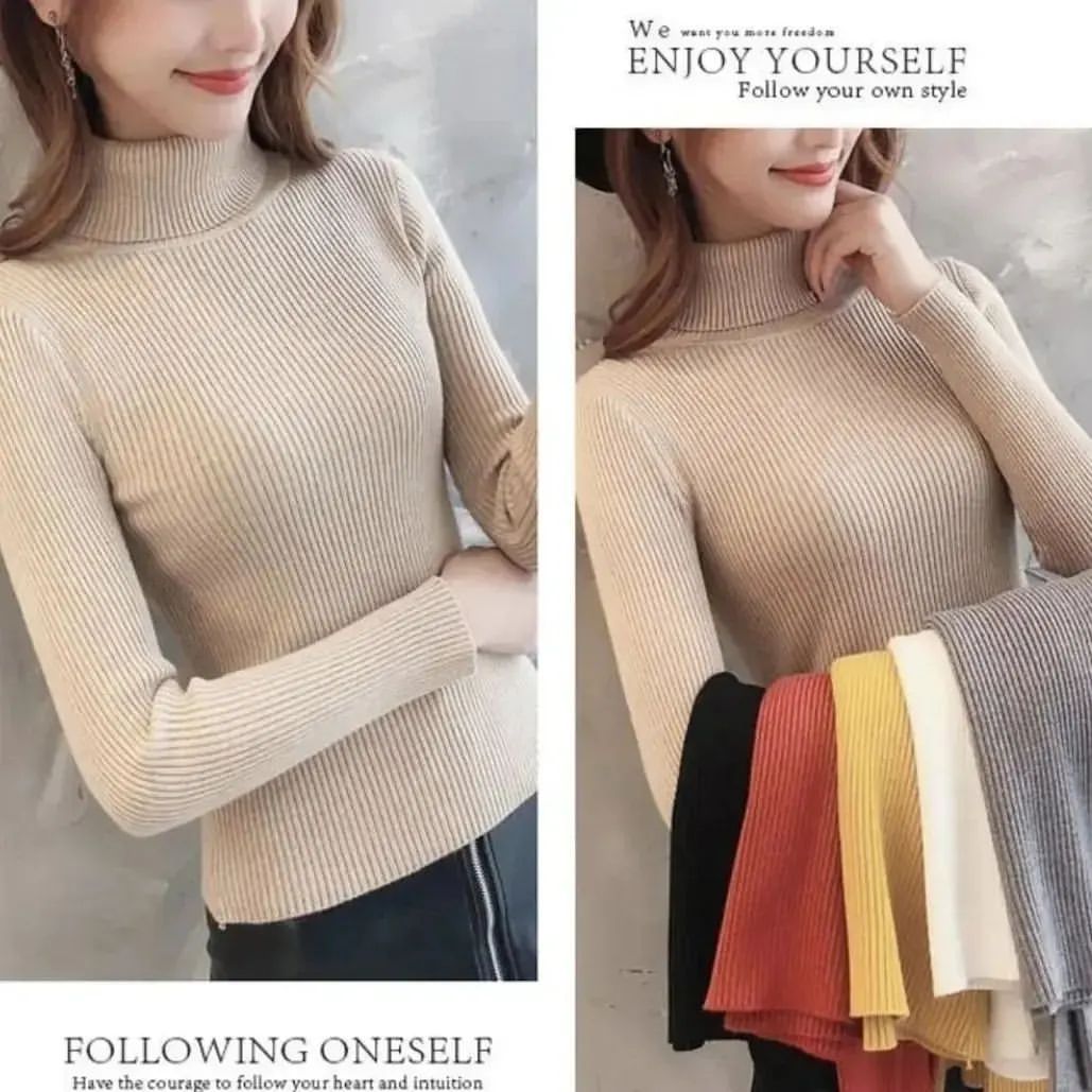 Unisex Highneck Sweatshirt Basic Pullovers