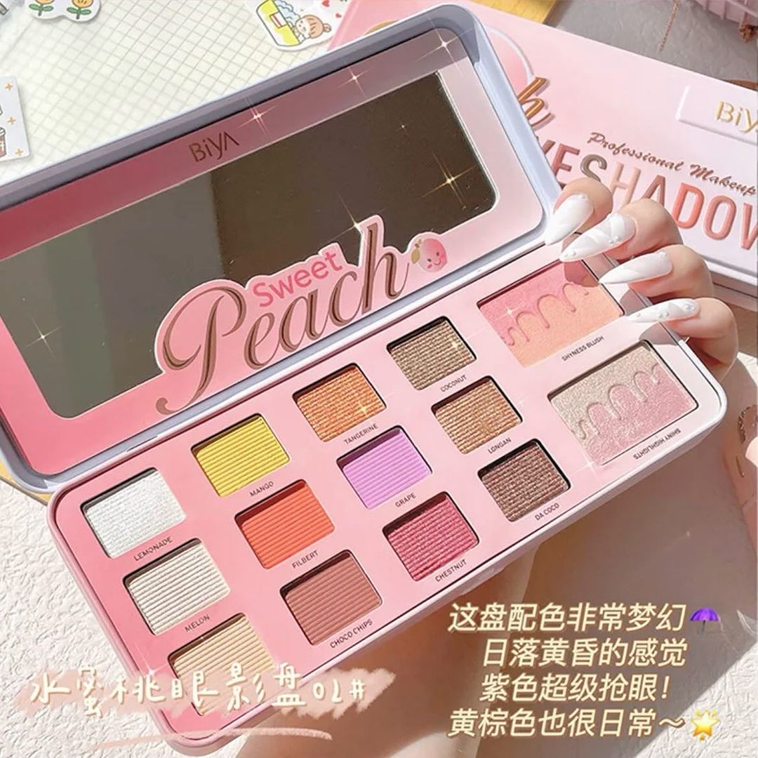 Biya - 16 Color Sweet Peach Matte & Shimmer Eyeshadow Palette