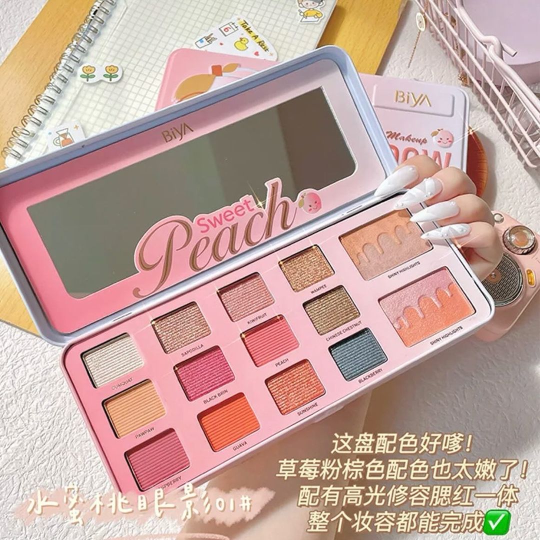 Biya - 16 Color Sweet Peach Matte & Shimmer Eyeshadow Palette