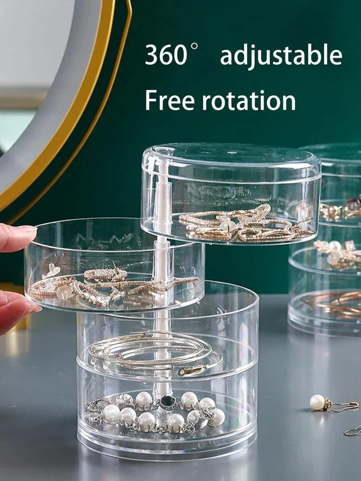 360 Degree Rotating Dustproof Jewelry Box Display Rack