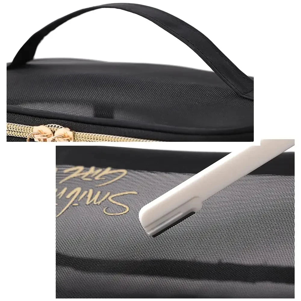Black Mesh Zipper Travel Pouch