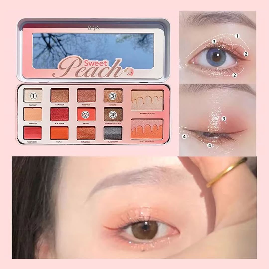 BIYA - 16 Color Peach Matte & Shimmer Eyeshadow Palette