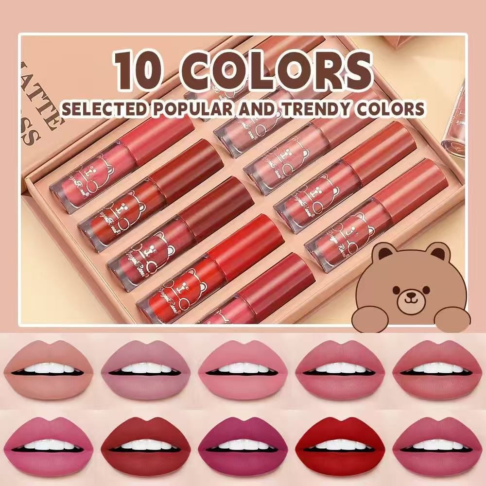 Dragon Ranee - Brown Bear Velvet Matte Lip Gloss Set of 10