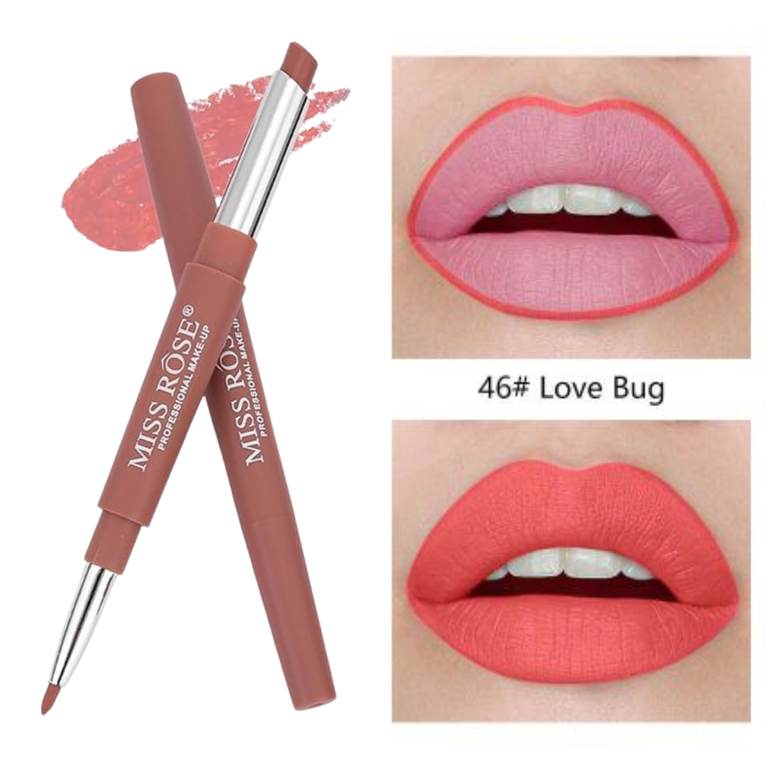 Miss Rose - 2 in 1 Nude Lipstick & Lip Liner Set of 6