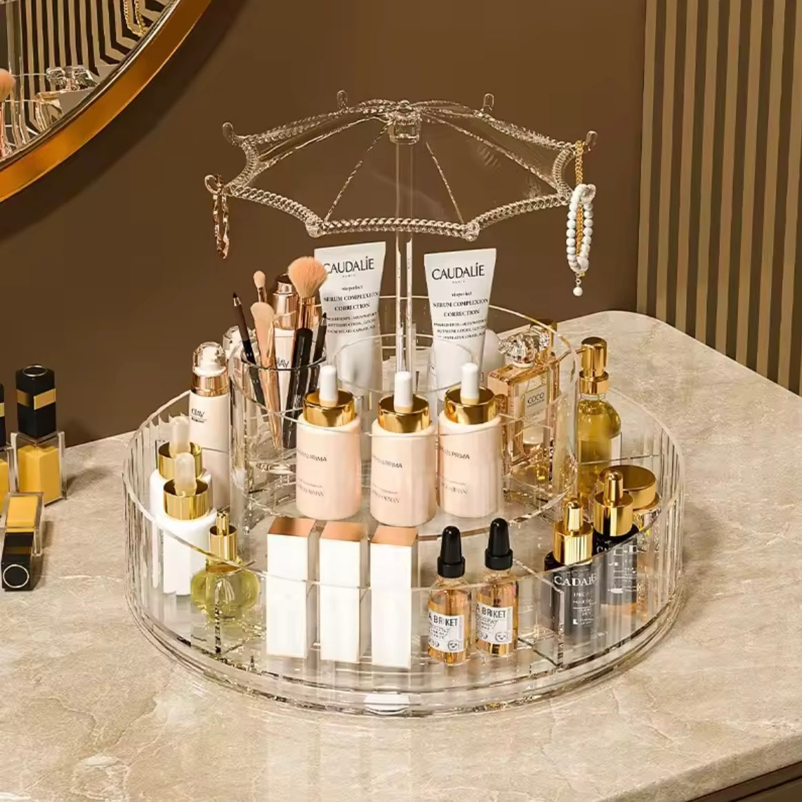 360 Rotating Umbrella Acrylic Makeup Organizer