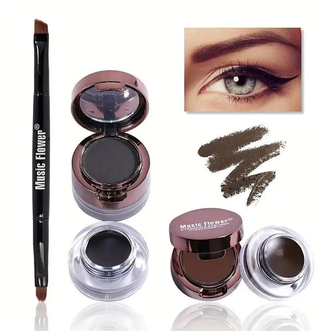 Music Flower - 2 in 1 Eyeliner Gel Eyebrow Powder Brown & Black