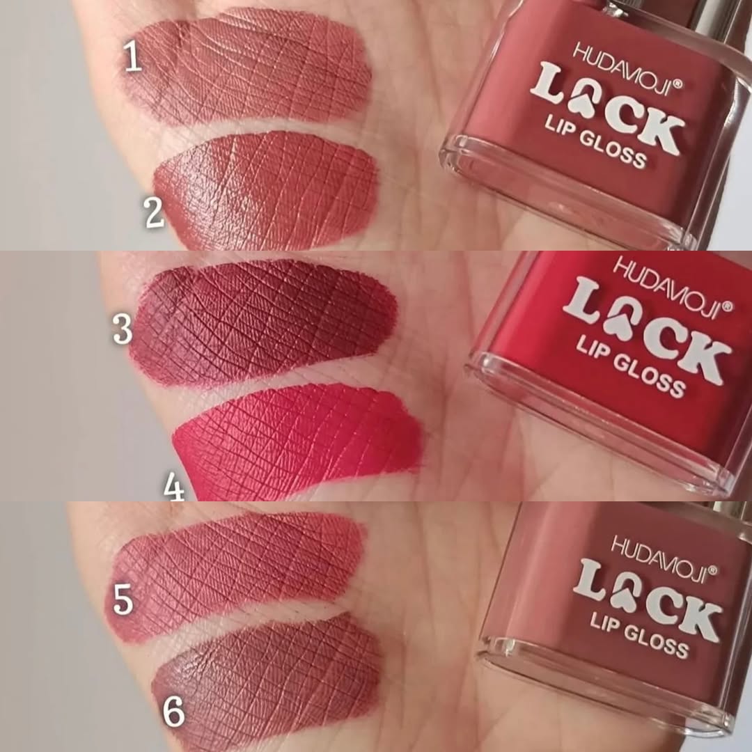 Hudamoji - Lock Shape Matte Lip Gloss Set of 6