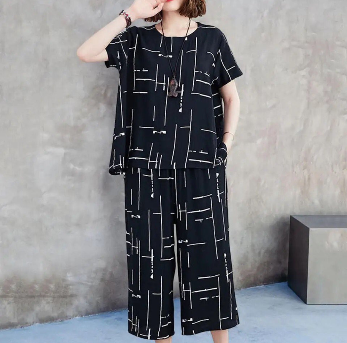 Vintage Capri Plazo Loose Fit Printing Plazo Night Suit