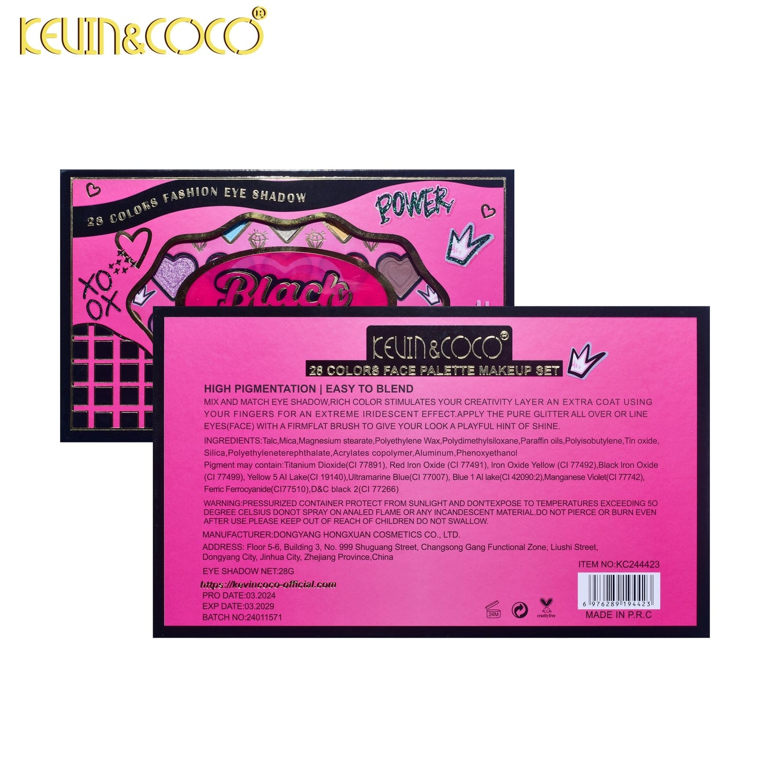 Kevin & Coco - 28 Color Heart Romantic Matte & Shimmer Eyeshadow Palette