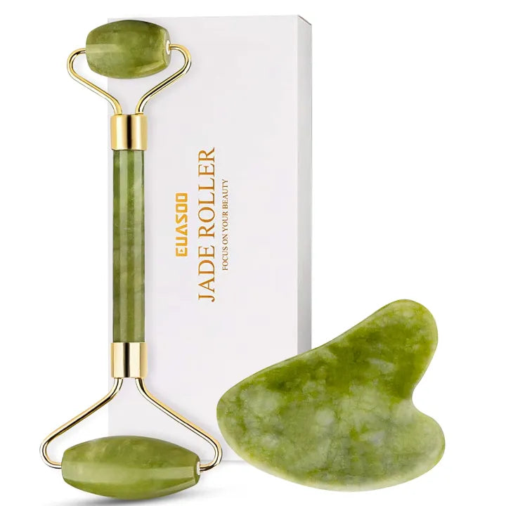 Facial Beauty - Jade Roller & Gua Sha Stone Set