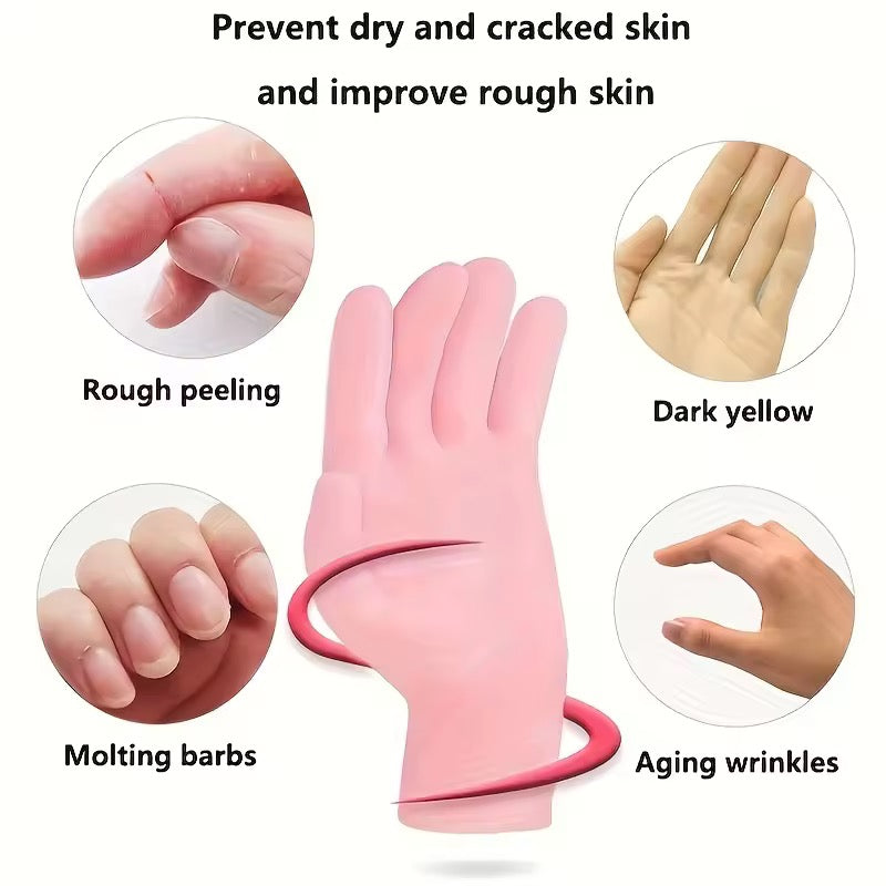 Silicone Moisturizing Exfoliating Soft Hand Care Gloves Set of 2