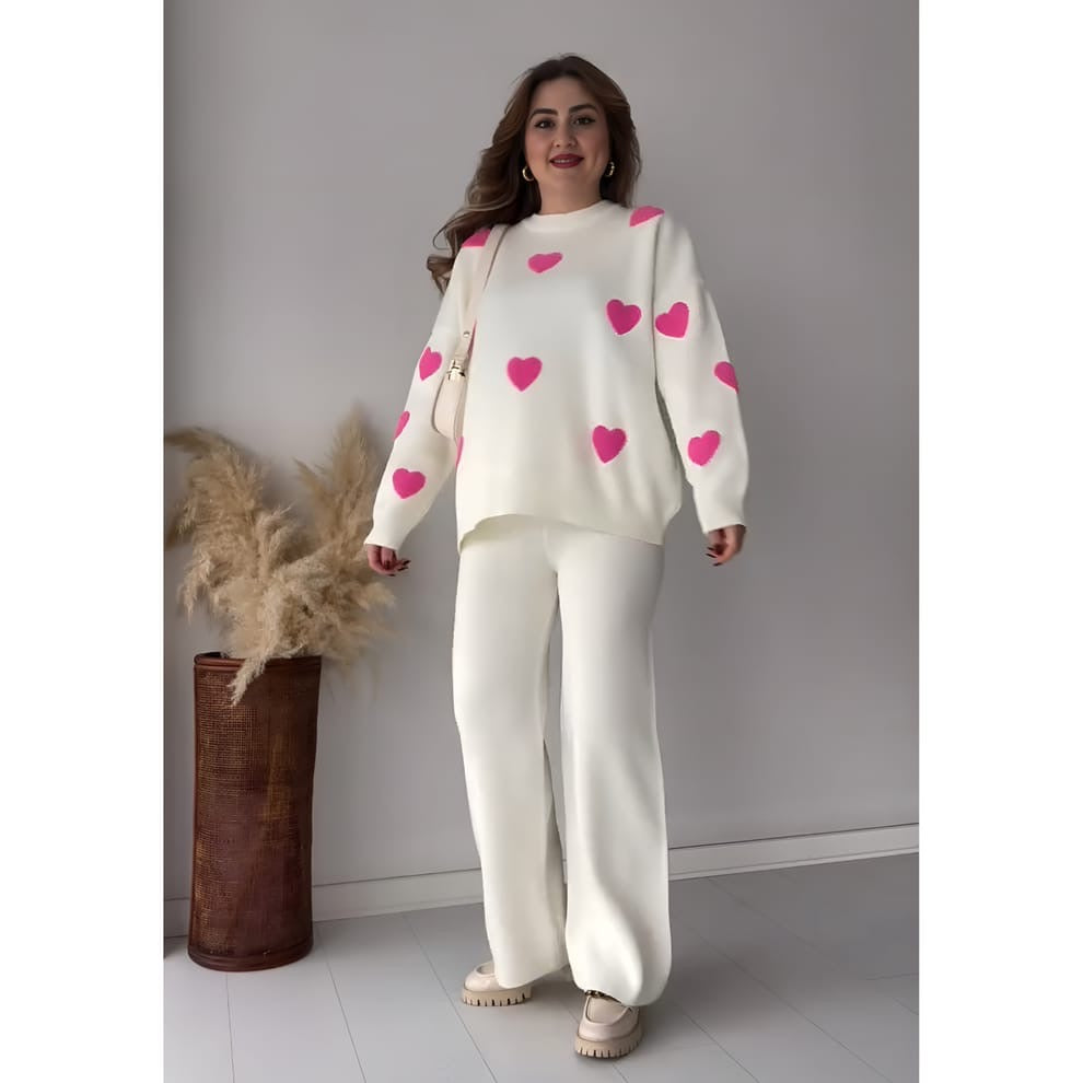 2 PC Heart Printed Warm Co-Ord Set