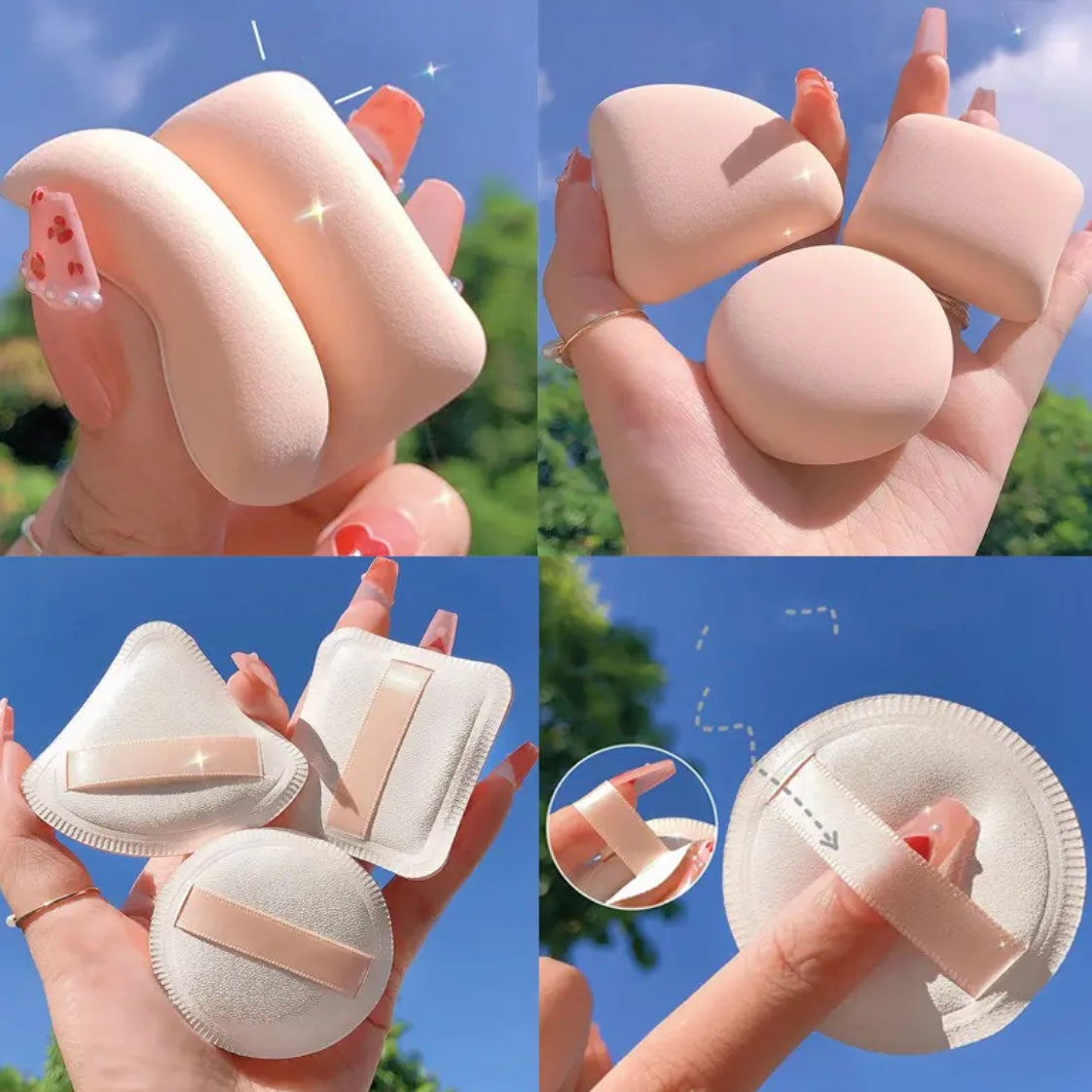 3pcs Finger Makeup Sponge Smooth Powder Cosmetic Puff