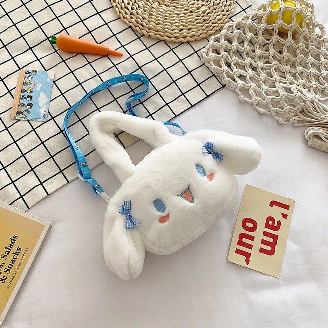 Kawaii Cinnamoroll Anime Cute Cartoon Plush Bag Soft Furr Shoulder Bag