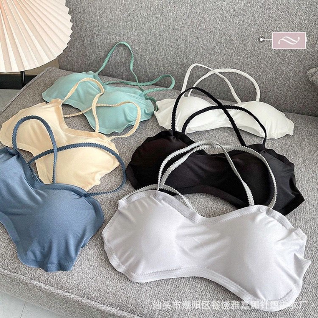 Cross Sexy Bare Back Tube Top Underwear Seamless Push up with Pads