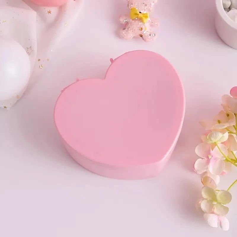 Heart-shaped Pink Girl Heart Jewelry Box with Mirror