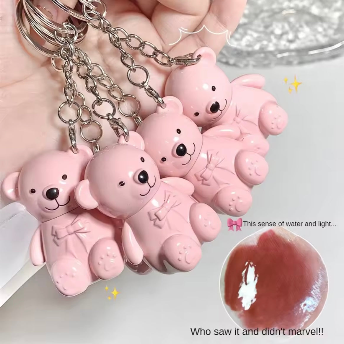 Mocallure - White Bear Keychain Shiny Lip Gloss Set of 6
