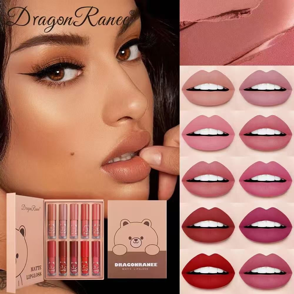 Dragon Ranee - Brown Bear Velvet Matte Lip Gloss Set of 10