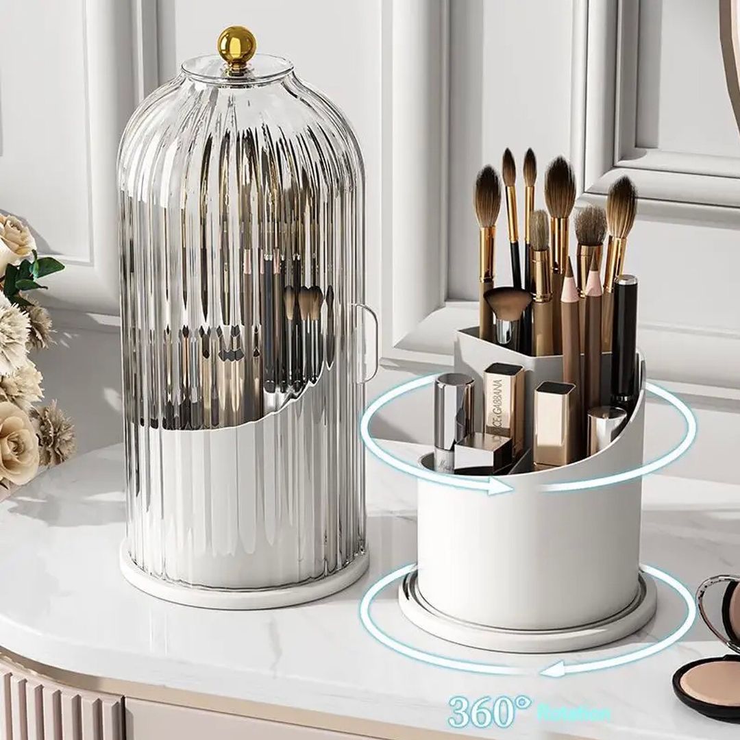Luxury Rotating Vanity Makeup Brush Organizer