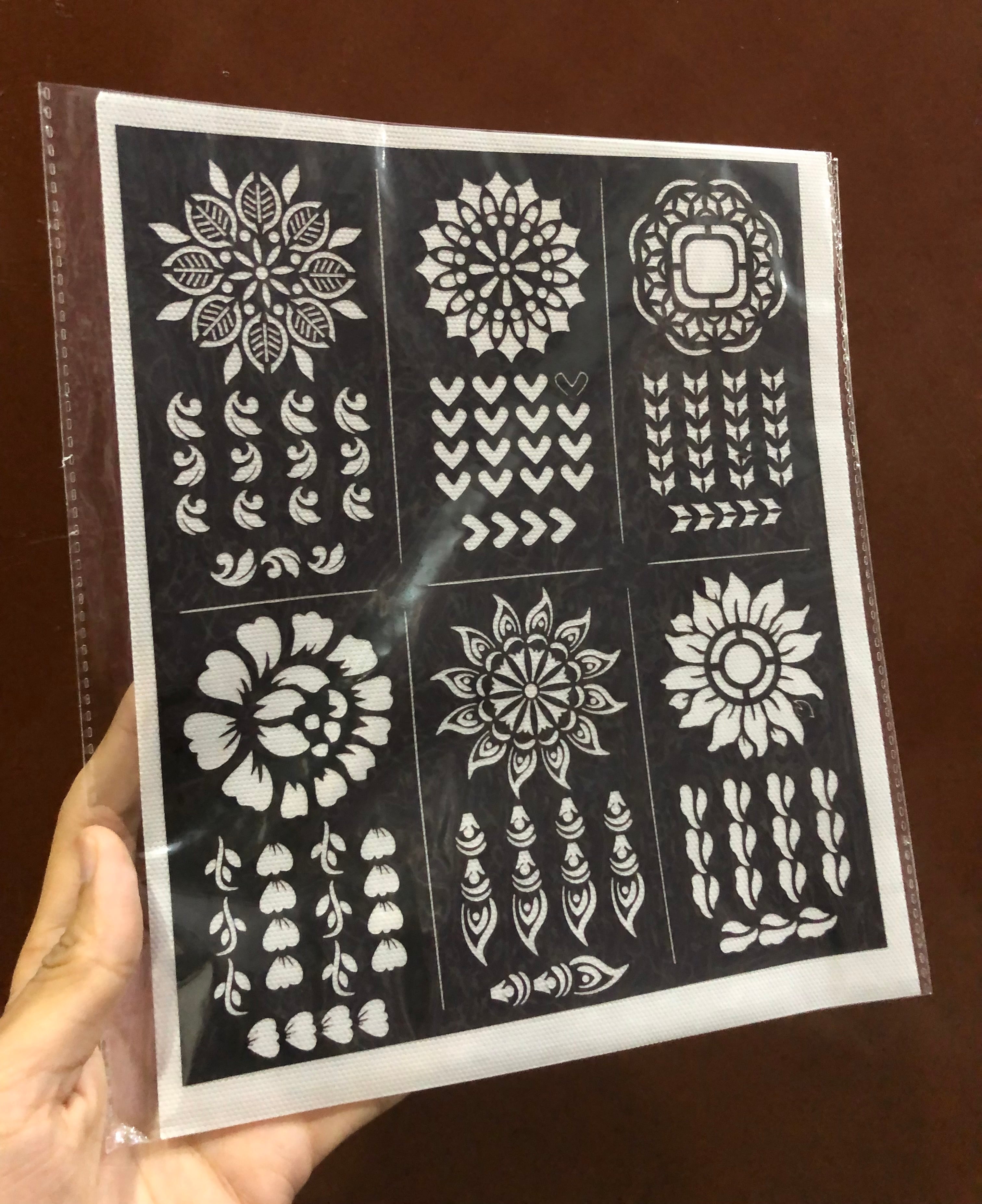 Mehndi Bunch Stamp With Fingers Stamp Henna Stencil Stickers