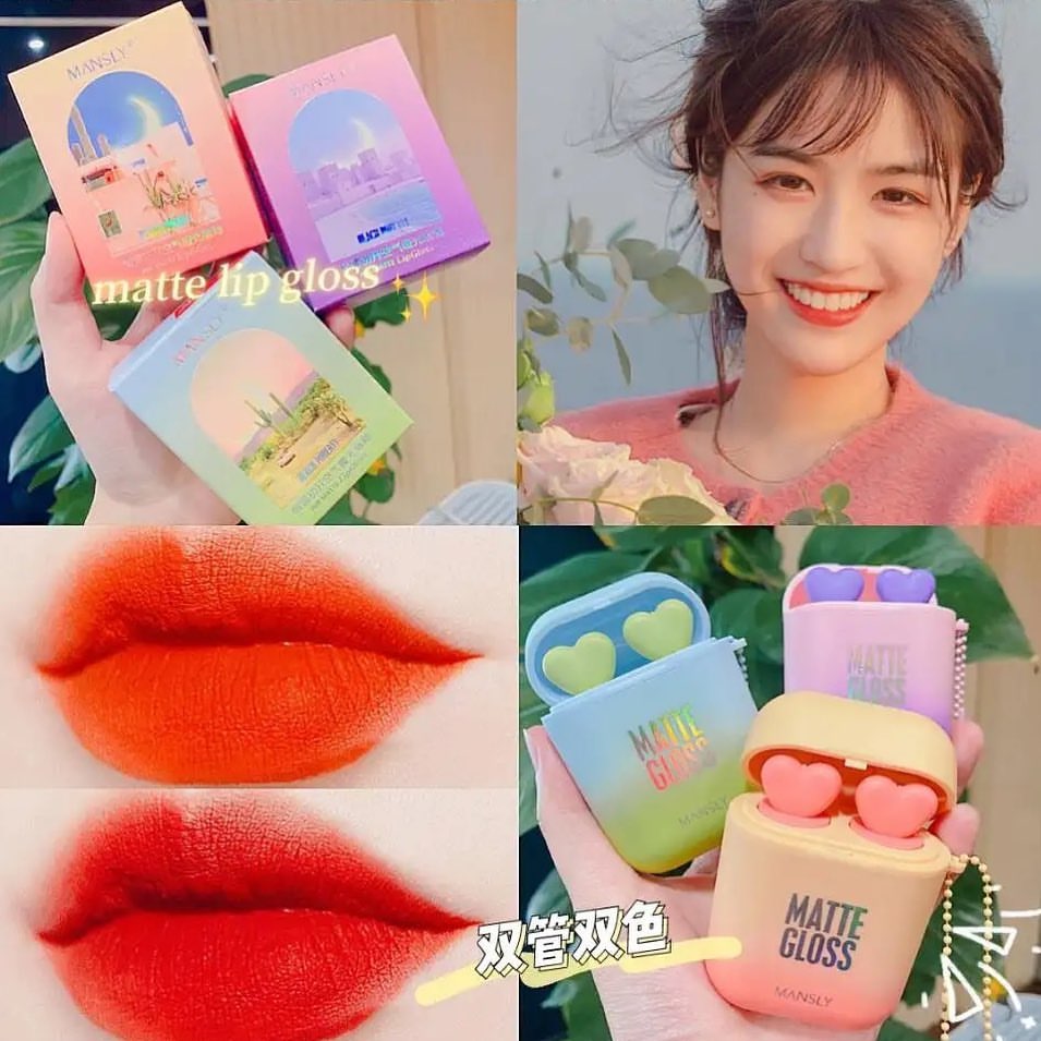 Heng Fang - Airpods Shape Matte Velvet Lip Gloss Set of 2