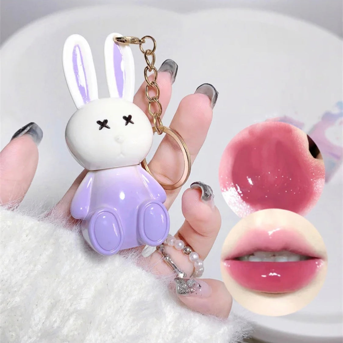 Gege Bear - Rabbit Keychain Mirror Lip Gloss Set of 6