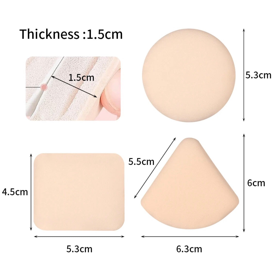3pcs Finger Makeup Sponge Smooth Powder Cosmetic Puff