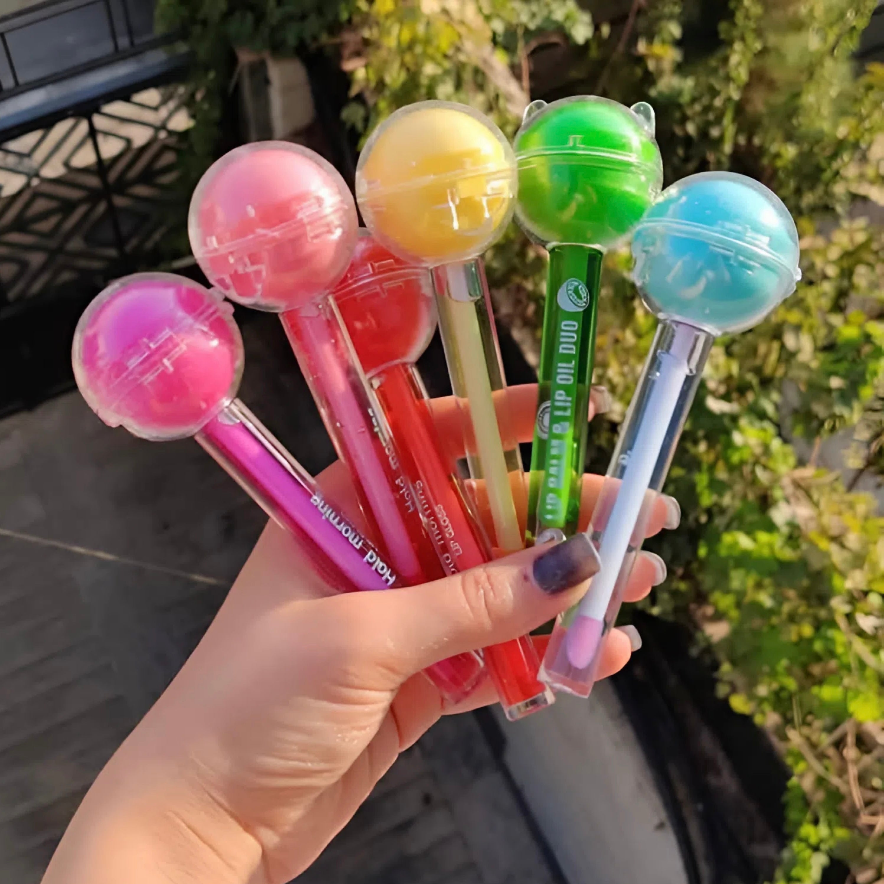2 in 1 Kawaii Candy Lollipop Lip Gloss & Balm