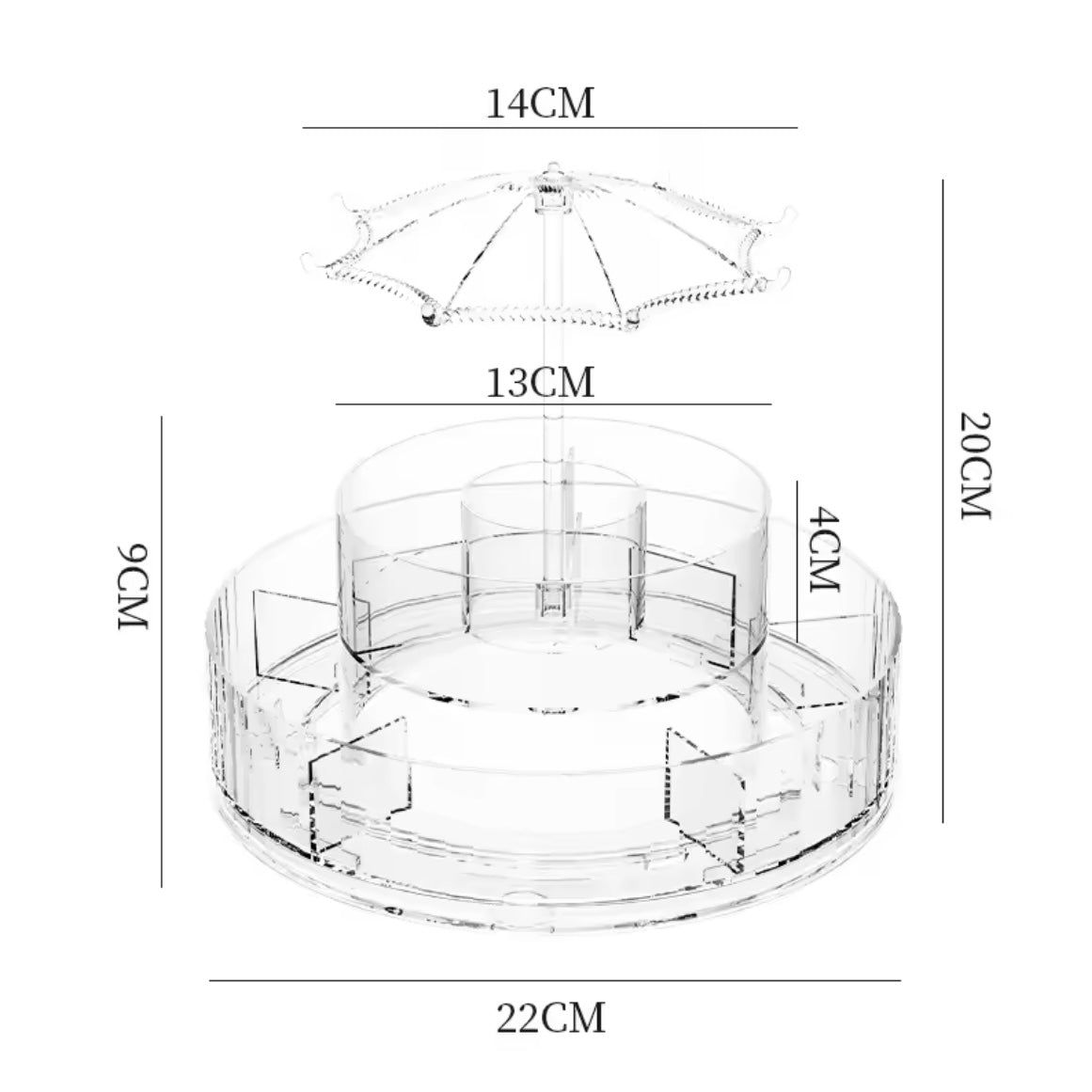 360 Rotating Umbrella Acrylic Makeup Organizer