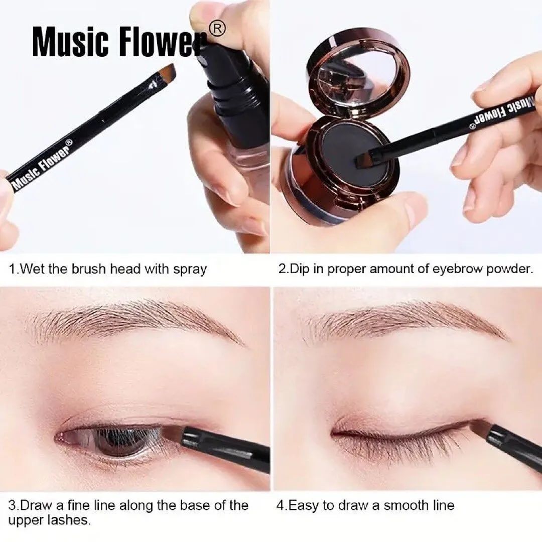 Music Flower - 2 in 1 Eyeliner Gel Eyebrow Powder Brown & Black