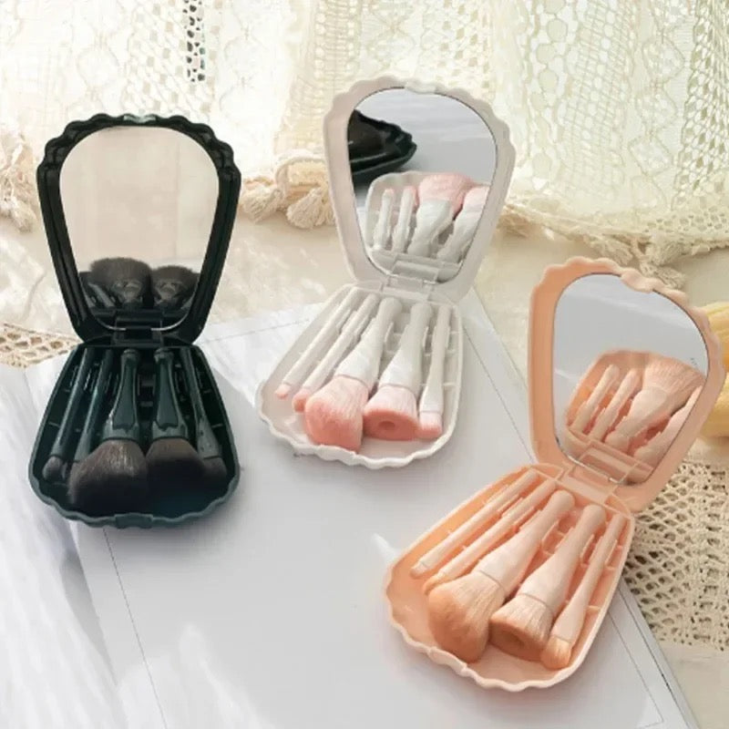 Sea Shell Makeup Brush with Mirror Set of 5