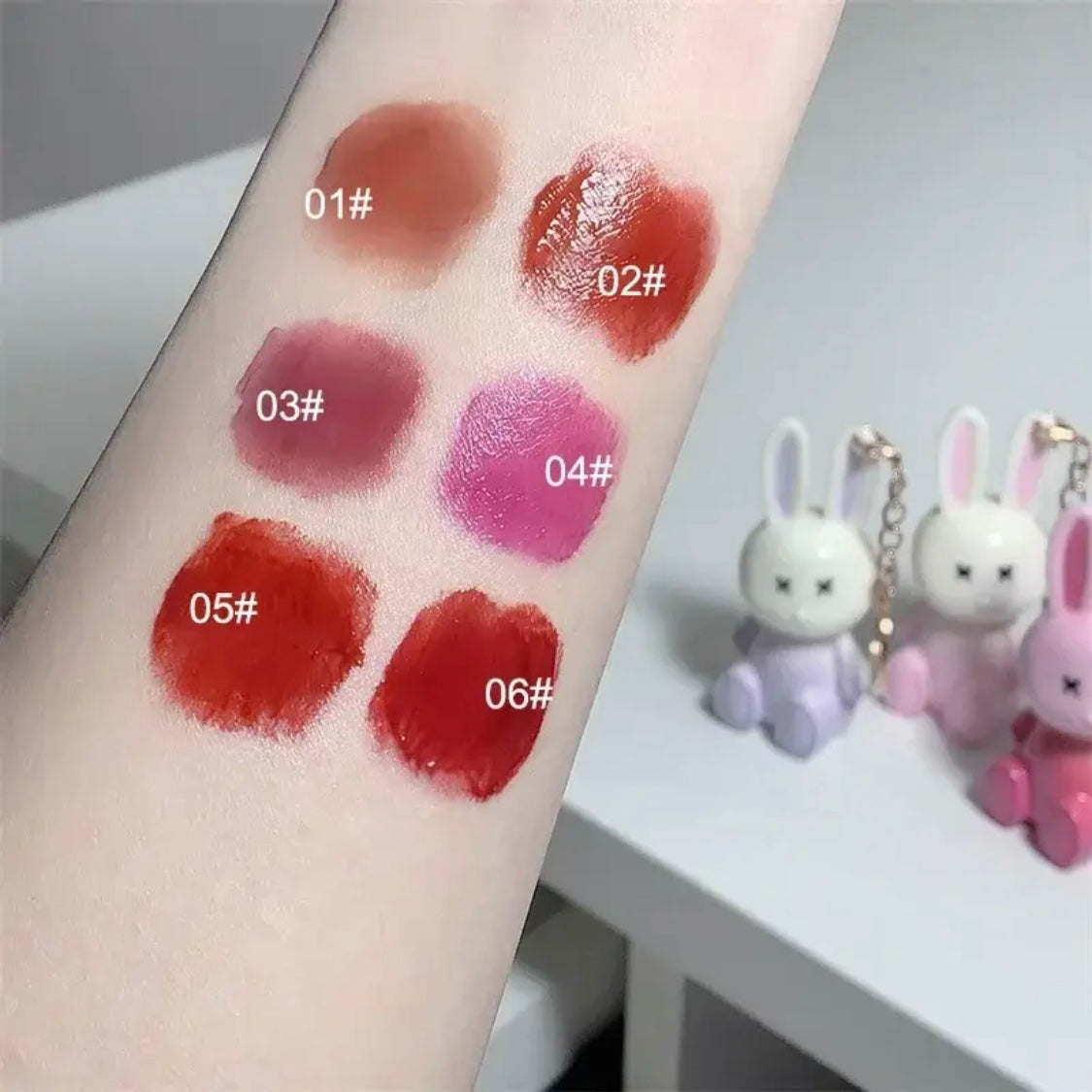 Gege Bear - Rabbit Keychain Mirror Lip Gloss Set of 6