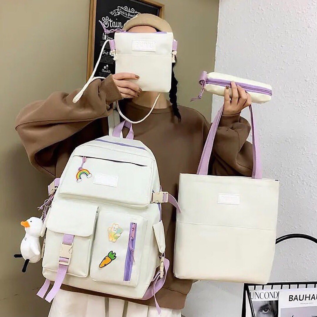 4pcs Travel Canvas Large Capacity Laptop Bag