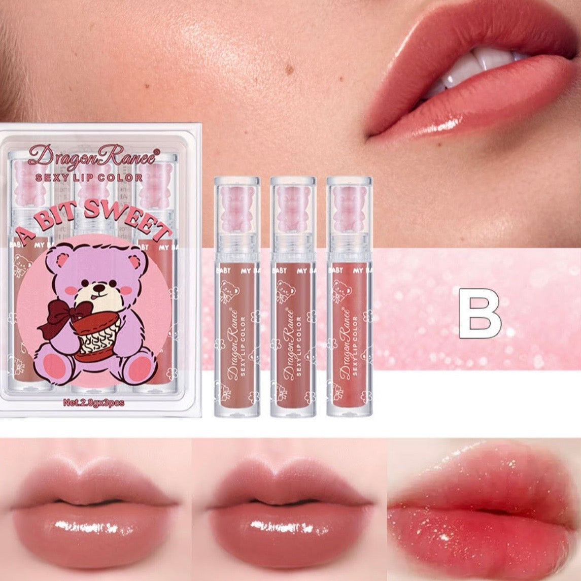 Dragon Ranee - Bear Sweet Jelly Lip Gloss Set of 3
