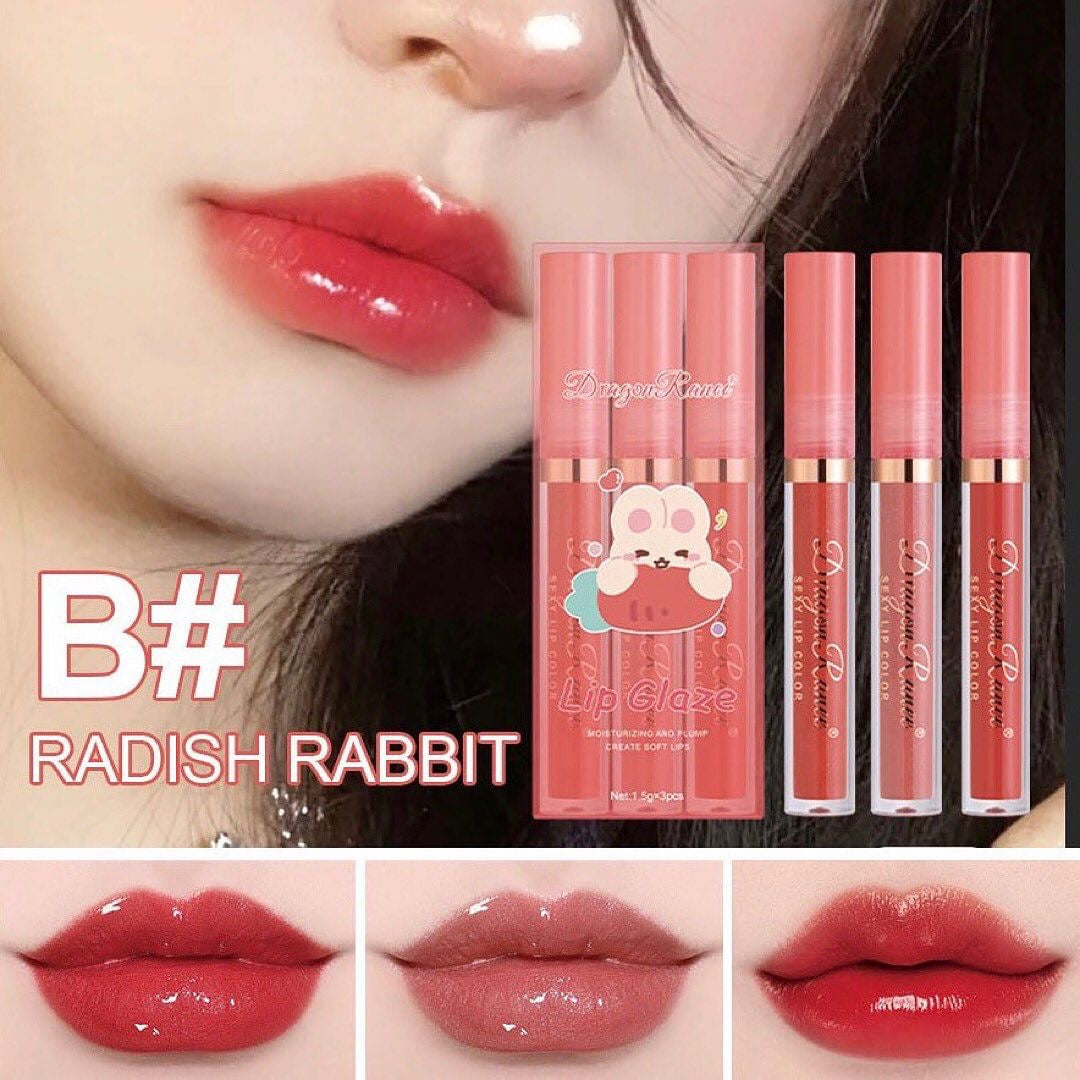Dragon Ranee - Cartoon Mirror Lip Gloss Set of 3