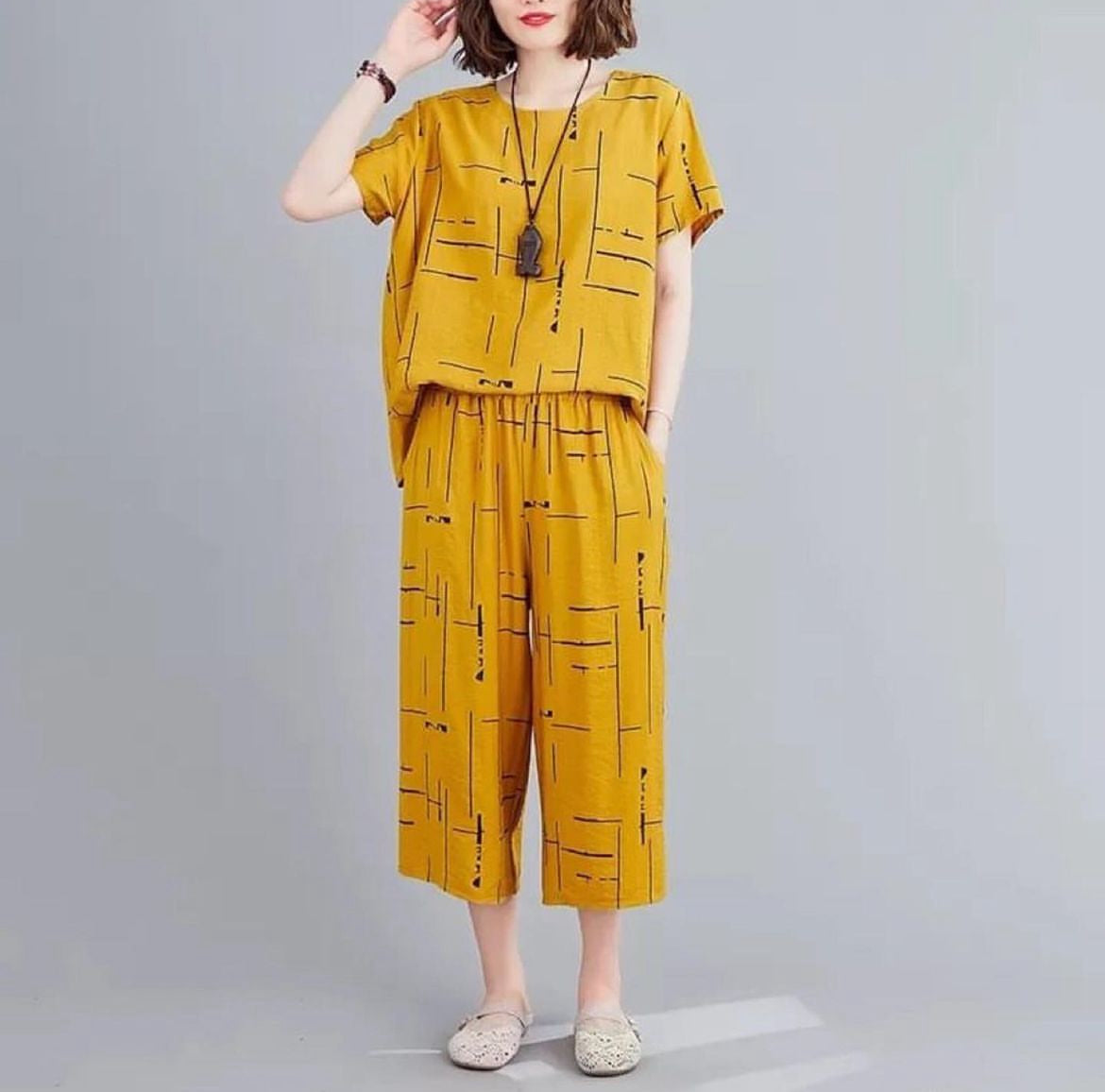 Vintage Capri Plazo Loose Fit Printing Plazo Night Suit