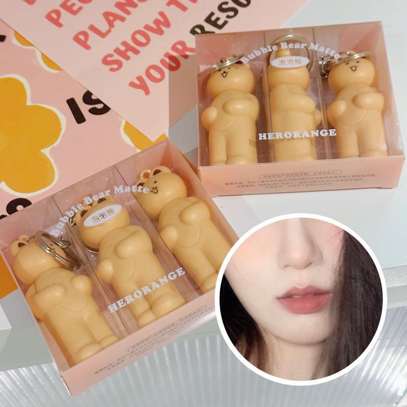 HERORANGE - Bubble Bear Keychain Lip Gloss Set of 3