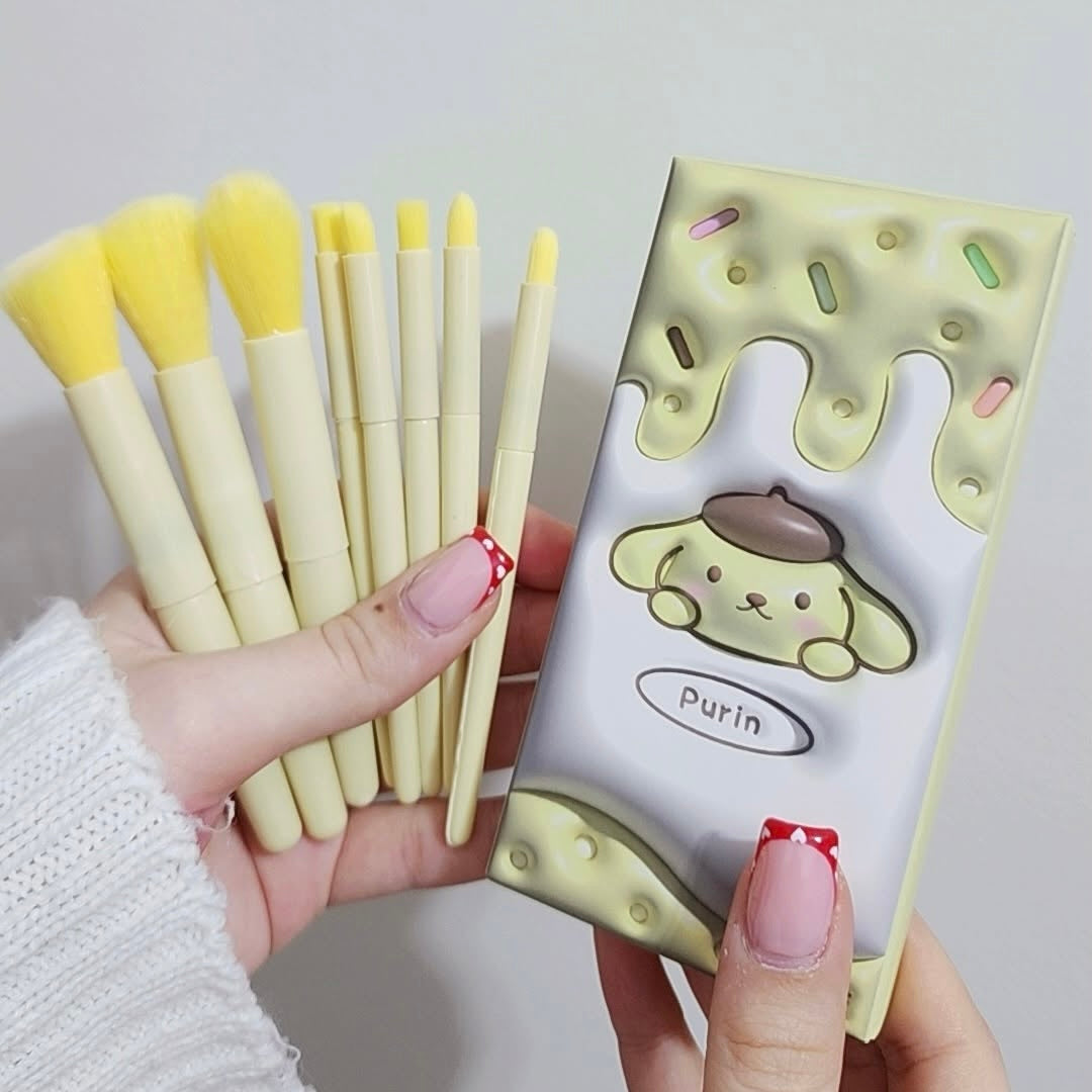 8pcs Mini Cartoon Travel Soft Fluffy Makeup Brushes Set
