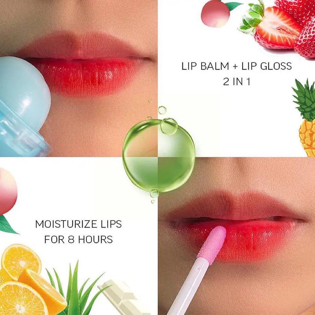 2 in 1 Kawaii Candy Lollipop Lip Gloss & Balm