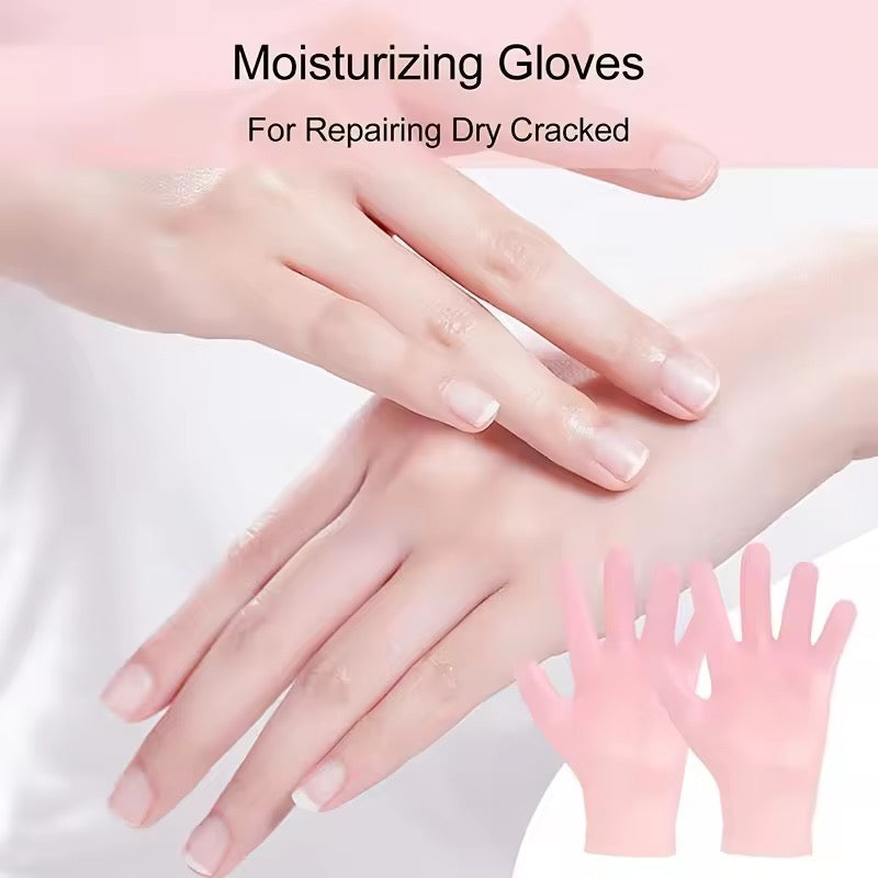 Silicone Moisturizing Exfoliating Soft Hand Care Gloves Set of 2