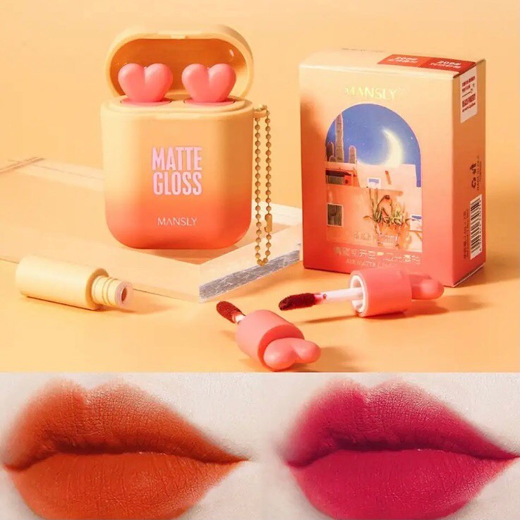 Heng Fang - Airpods Shape Matte Velvet Lip Gloss Set of 2